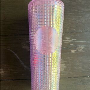 Starbucks Iridescent Pink Holographic Grid Tumbler